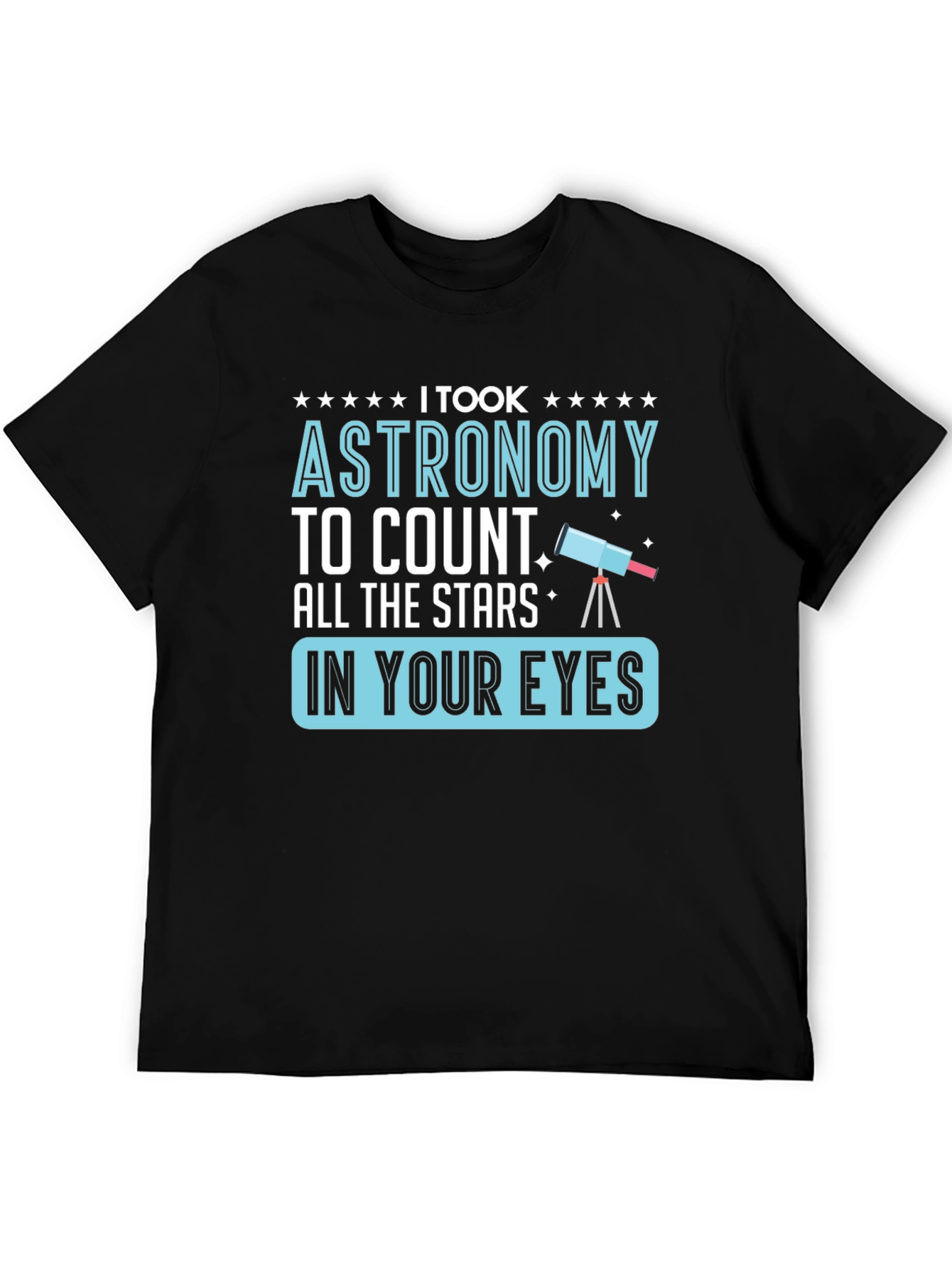 Black Astronomy Stars Graphic T-Shirt, Funny Space Tee view 5