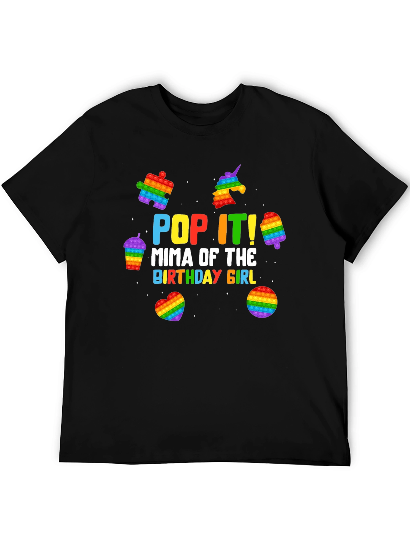 Black Pop It Mima Birthday Girl Black T-Shirt view 5