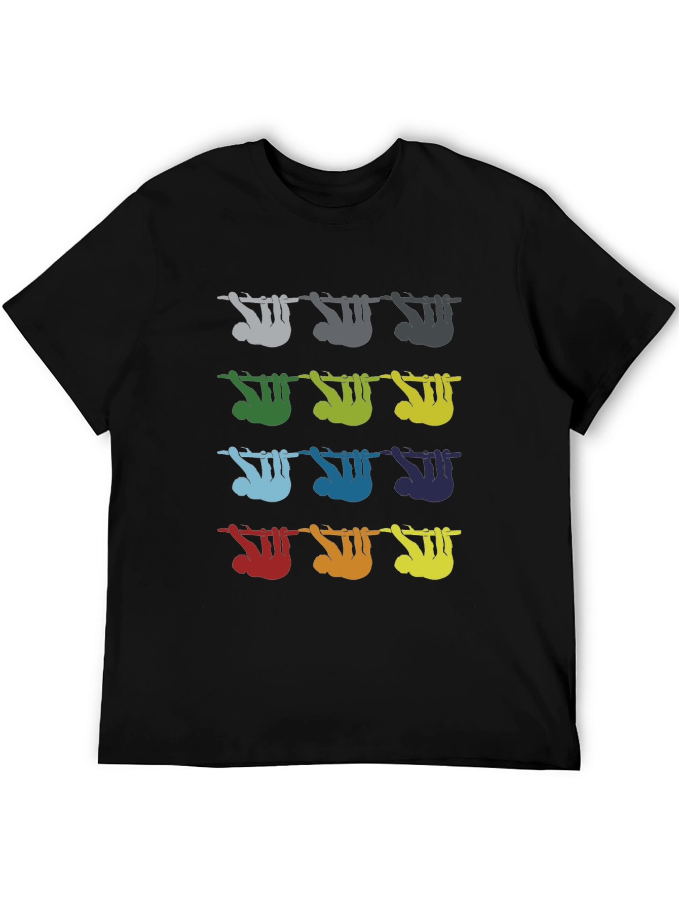 Black Colorful Sloth Tee view 5