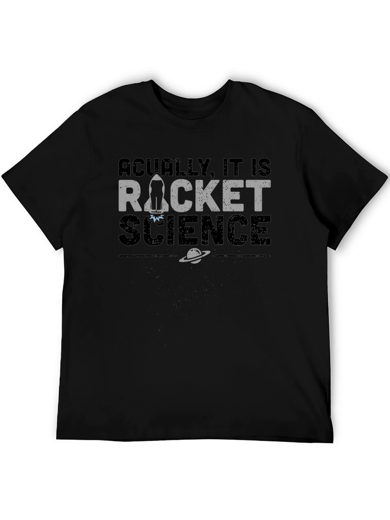 Black Actually It Is Rocket Science T-Shirt view 5