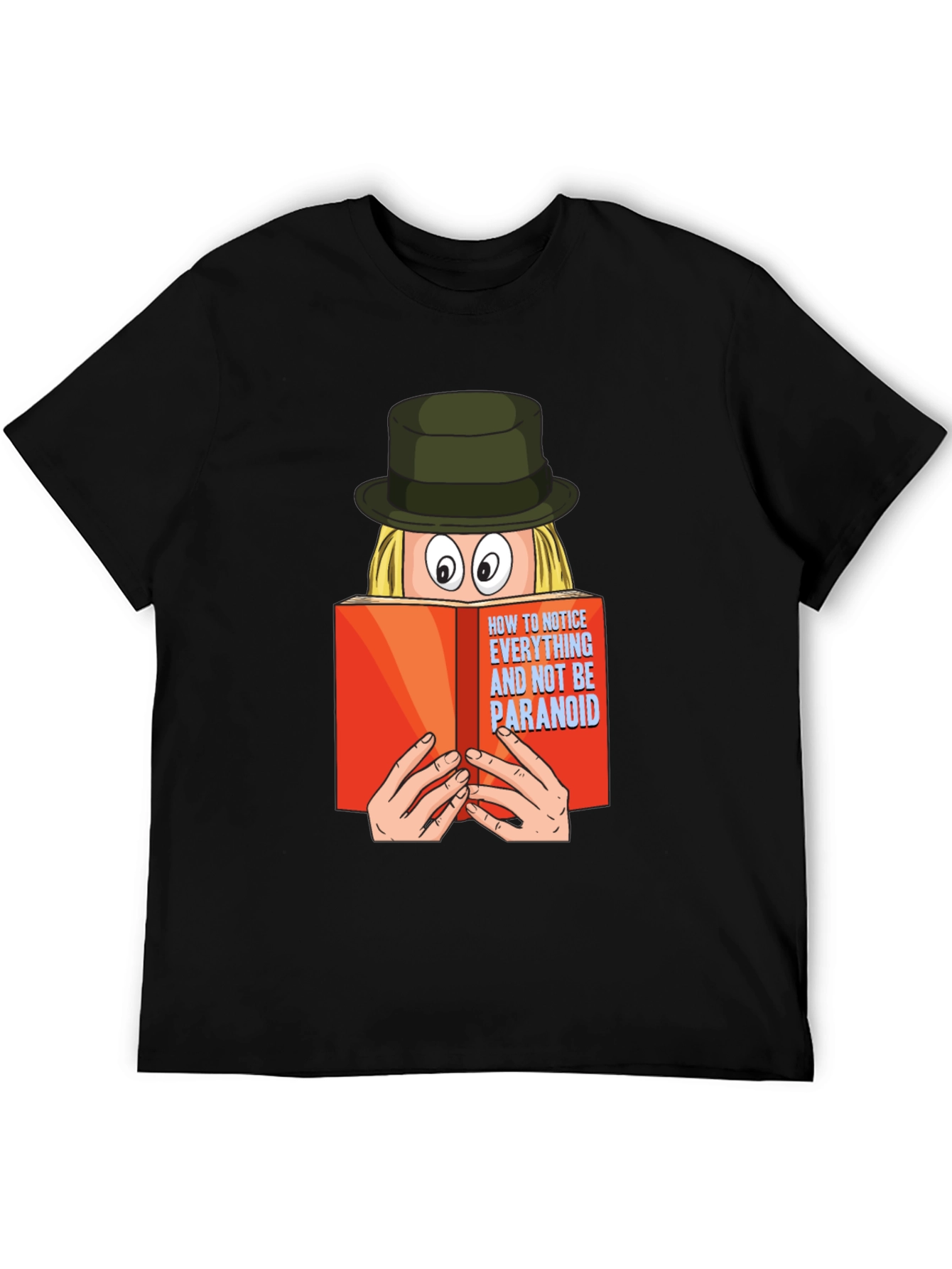 Black Paranoid Book Reader Black T-Shirt view 5