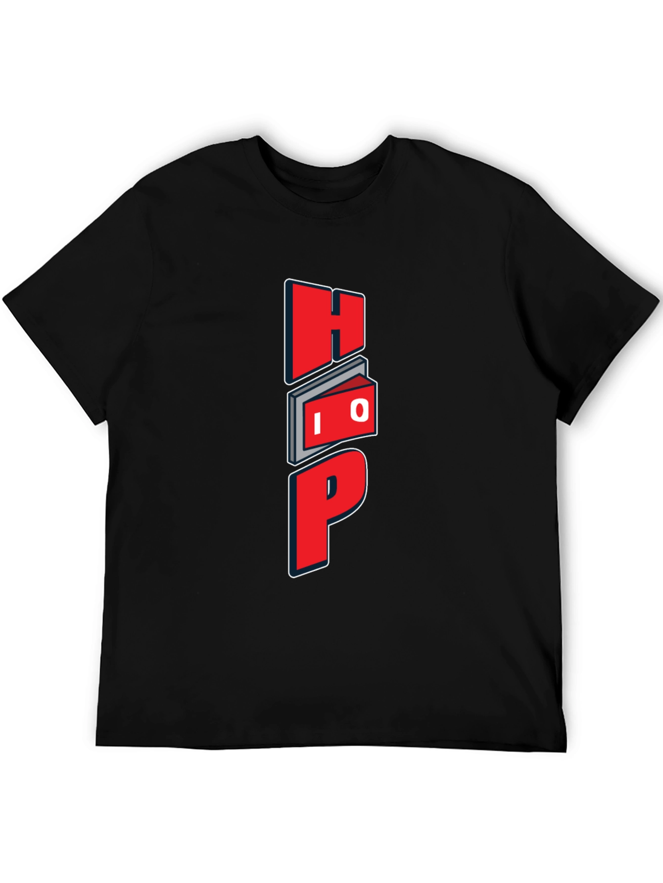 Black Unique Graphic Black T-Shirt - Red "HOP" Design view 5