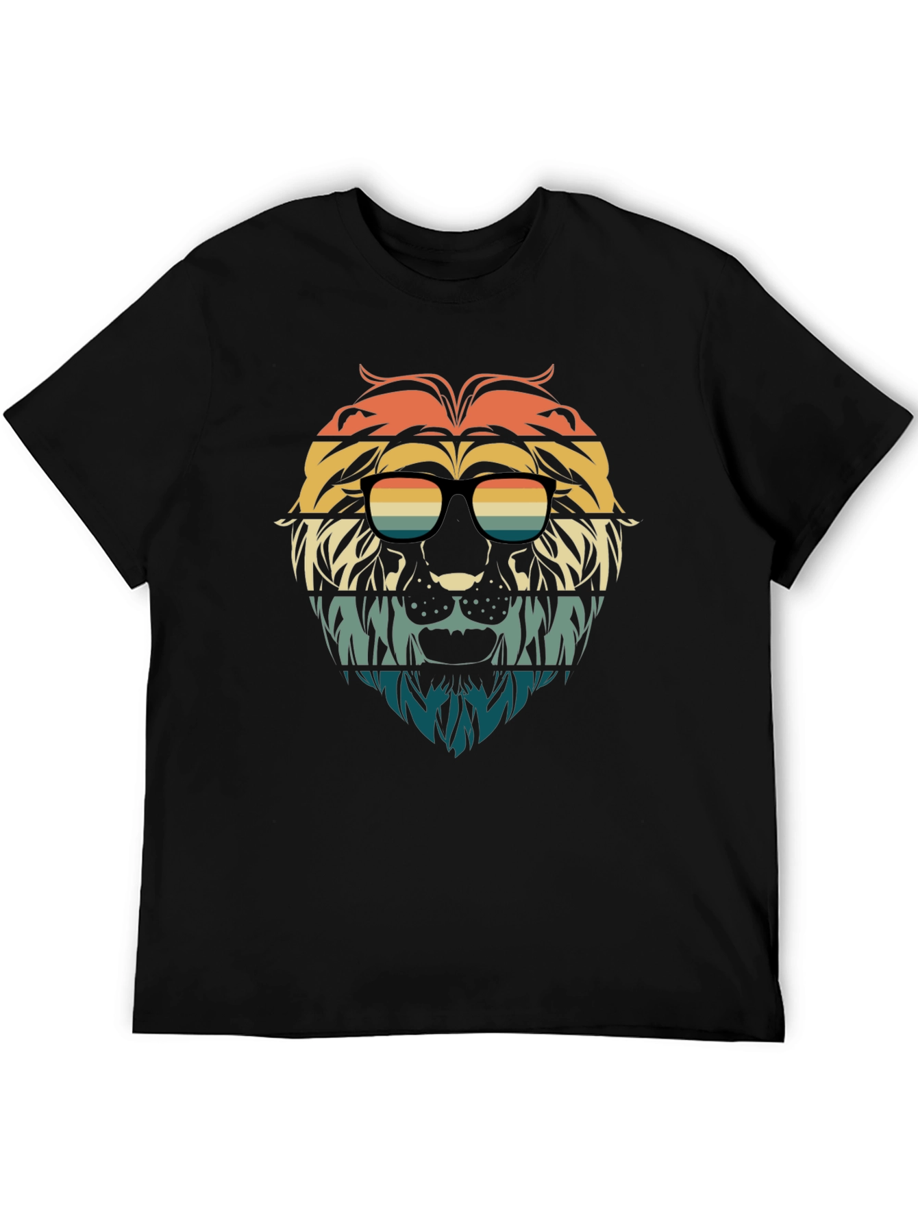 Black Retro Lion Graphic Tee - Stylish Animal Design T-Shirt view 5