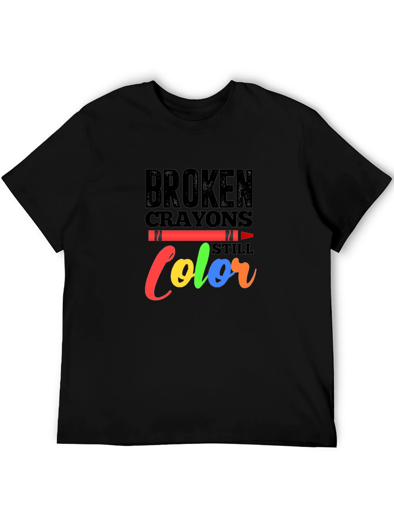 Black Broken Crayons Still Color Graphic Tee - Motivational Shirt view 5
