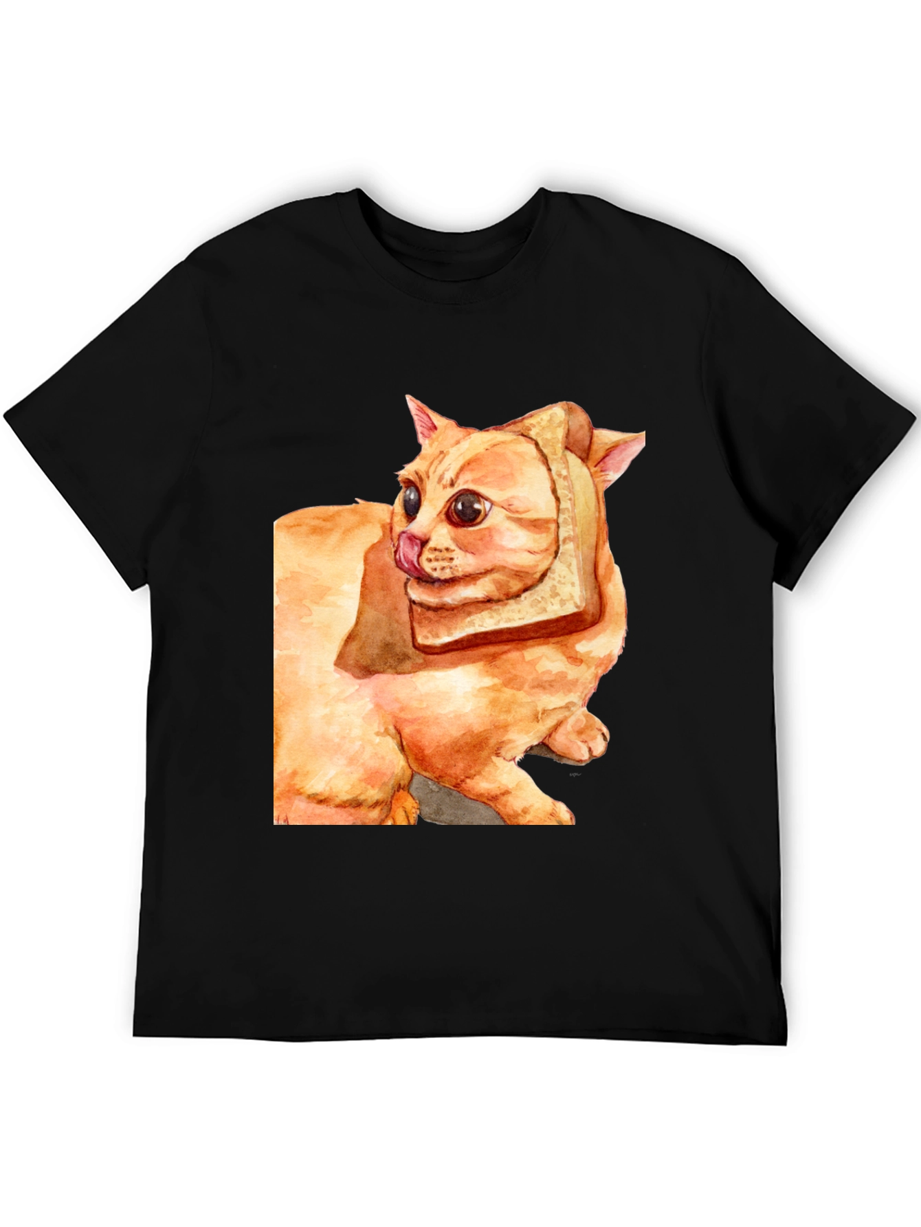 Black Cat Bread Slice Graphic Tee - Unique Design view 5