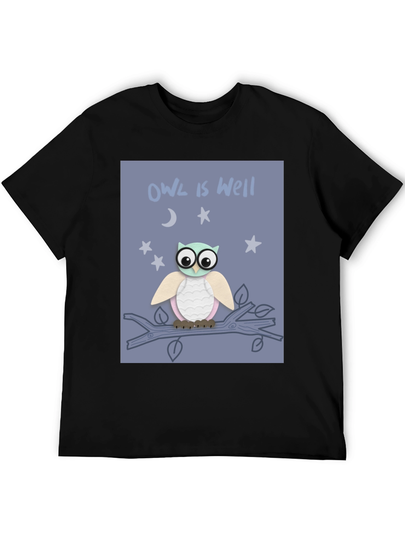 Black Owl is Well Graphic Tee - Soft Cotton T-Shirt view 5