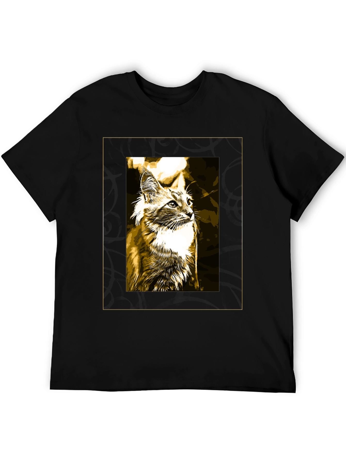 Black Cat Graphic Print Tee - Cool Black T-Shirt view 5