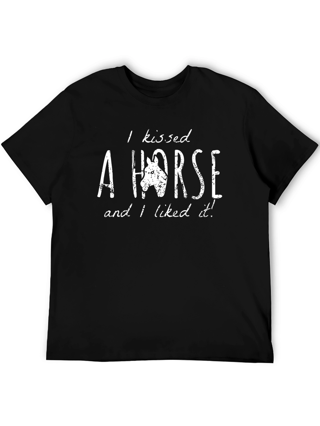 Black I Kissed a Horse T-Shirt - Funny Equestrian Tee view 5