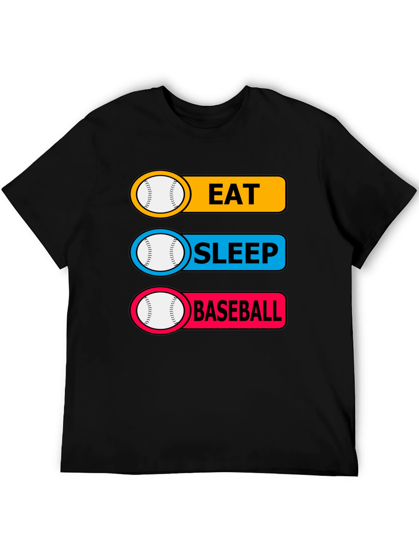 Black Eat Sleep Baseball T-Shirt Funny Sports Tee view 5