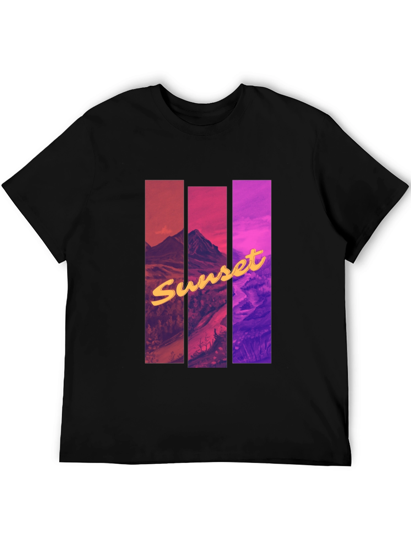 Black Sunset Mountain Graphic Tee - Black Cotton Blend view 5
