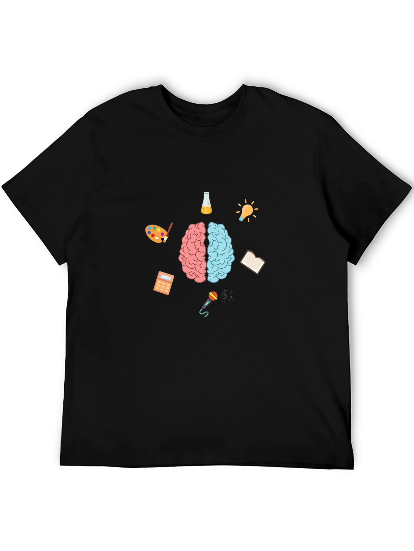 Black Creative Brain T-Shirt - Black Cotton Tee for Thinkers view 5