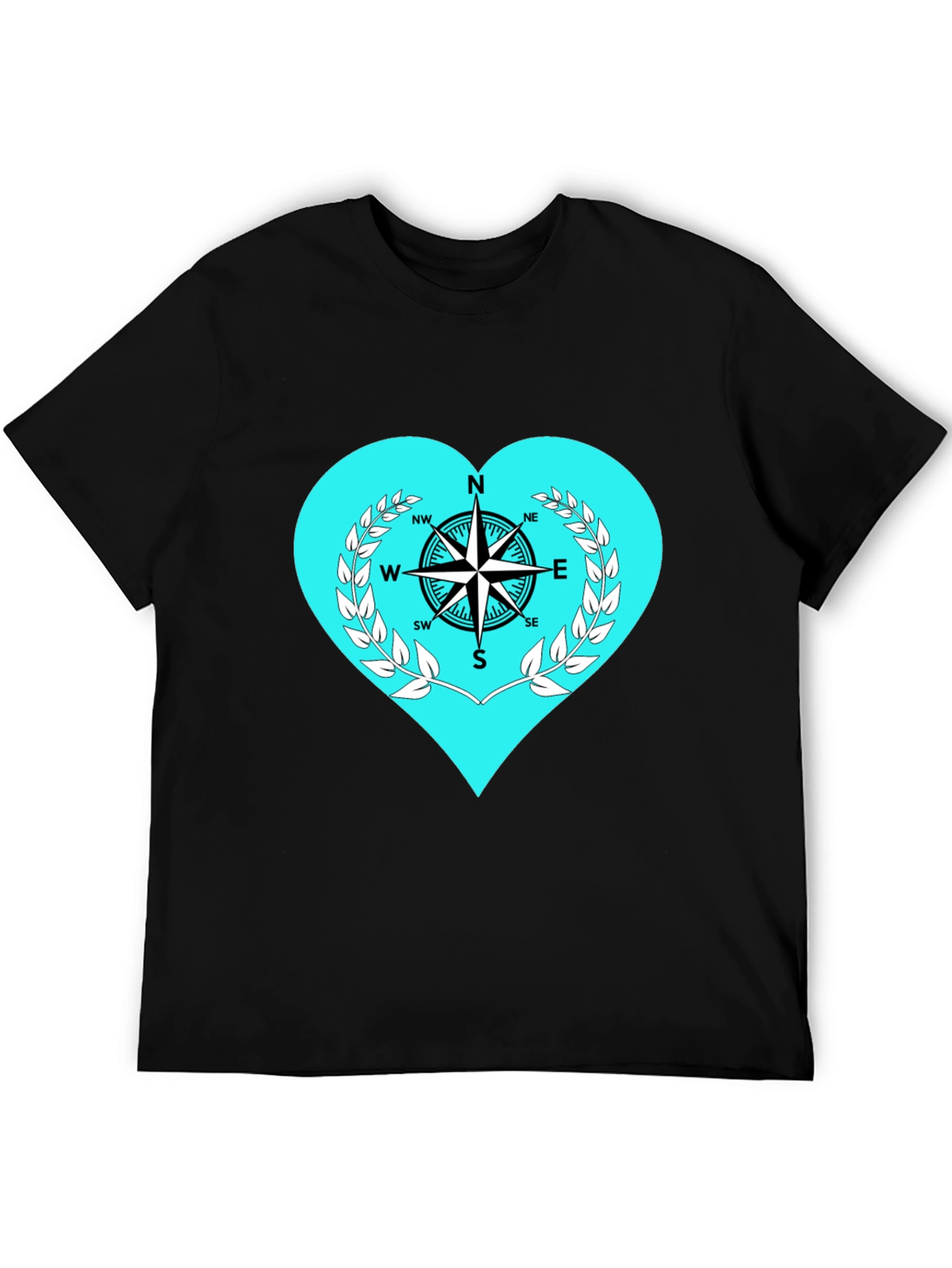 Black Compass Heart Graphic Tee - Stylish Black T-Shirt view 5