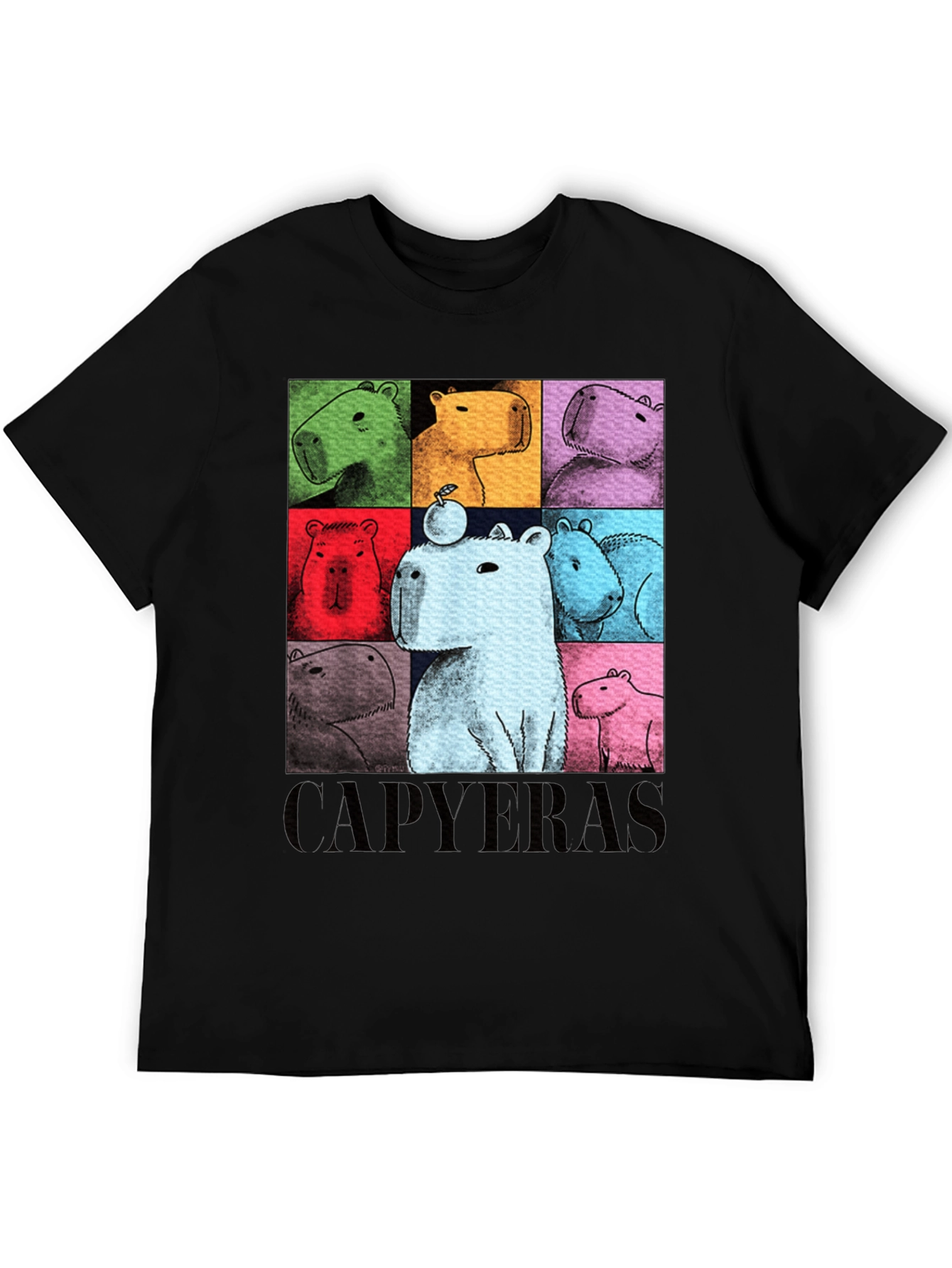 Black Capybara Pop Art Graphic Tee view 5