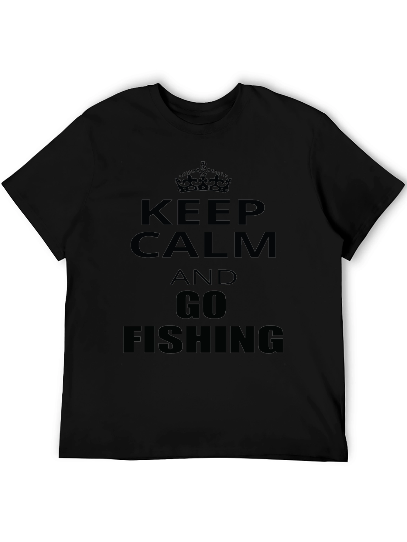 Black Keep Calm & Go Fishing Graphic T-Shirt view 5