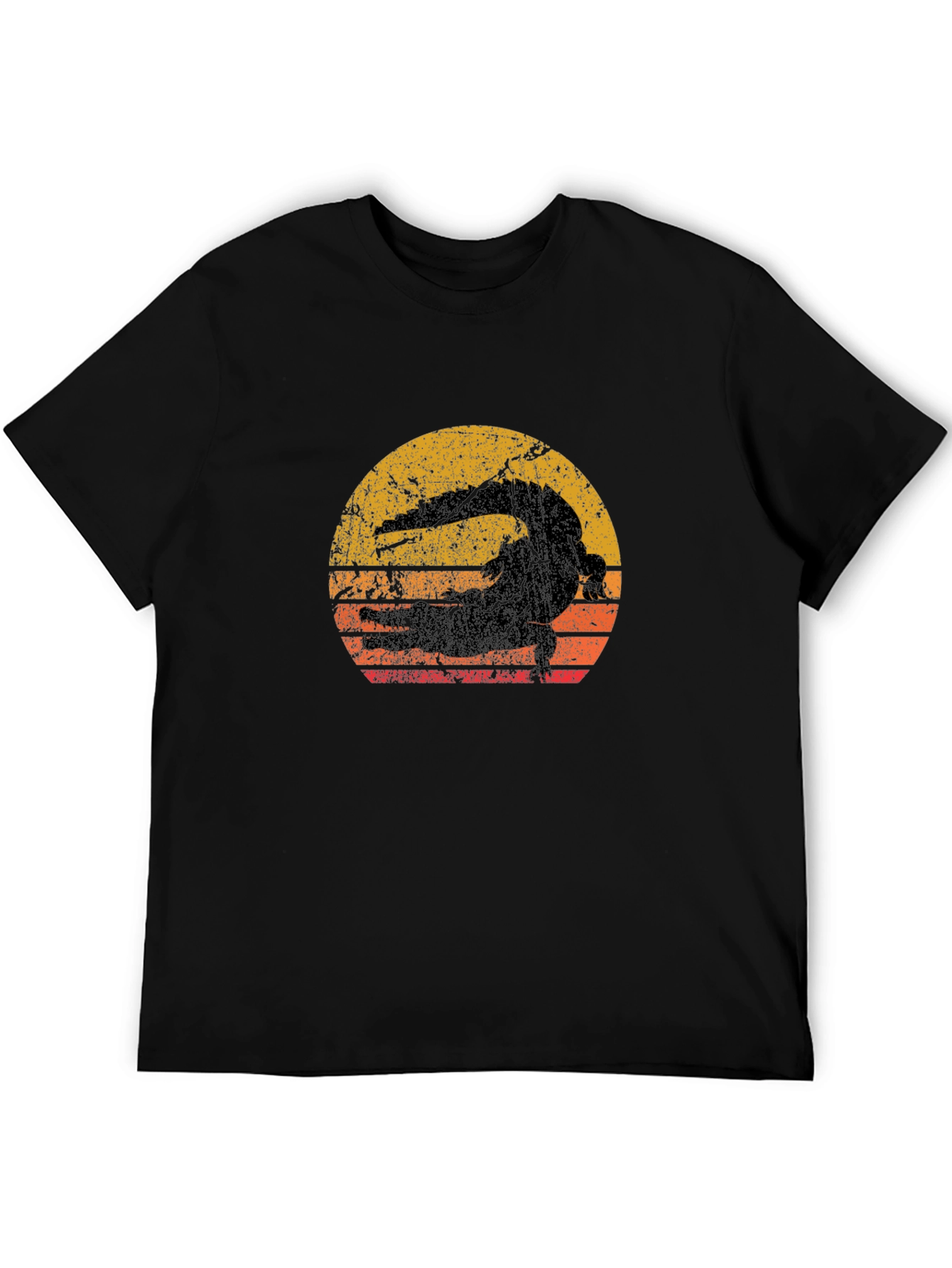 Black Vintage Alligator Sunset Graphic Tee - Black view 5
