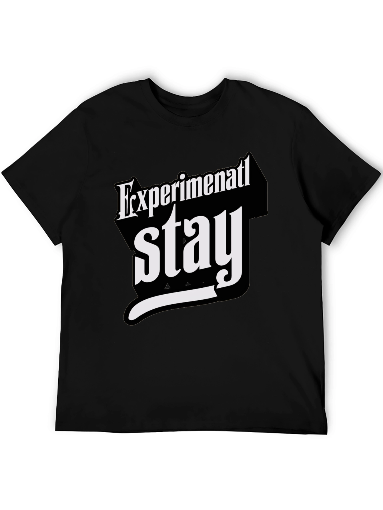 Black Experimental Stay T-Shirt - Bold Graphic Tee view 5
