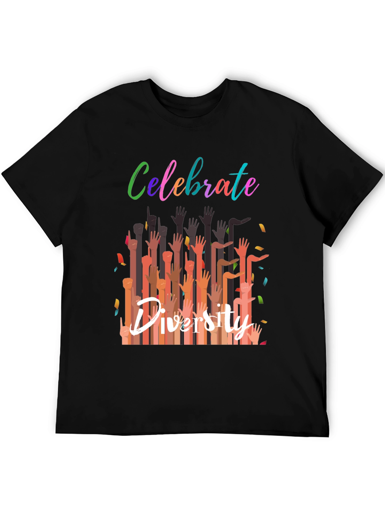 Black Celebrate Diversity Graphic Tee - Black Unisex T-Shirt view 5