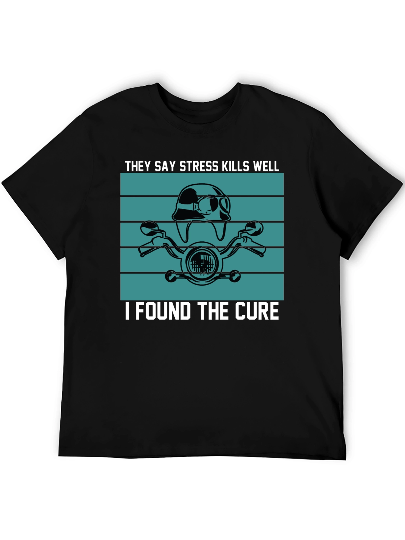Black Stress Kills Cure Motorcycle T-Shirt view 5