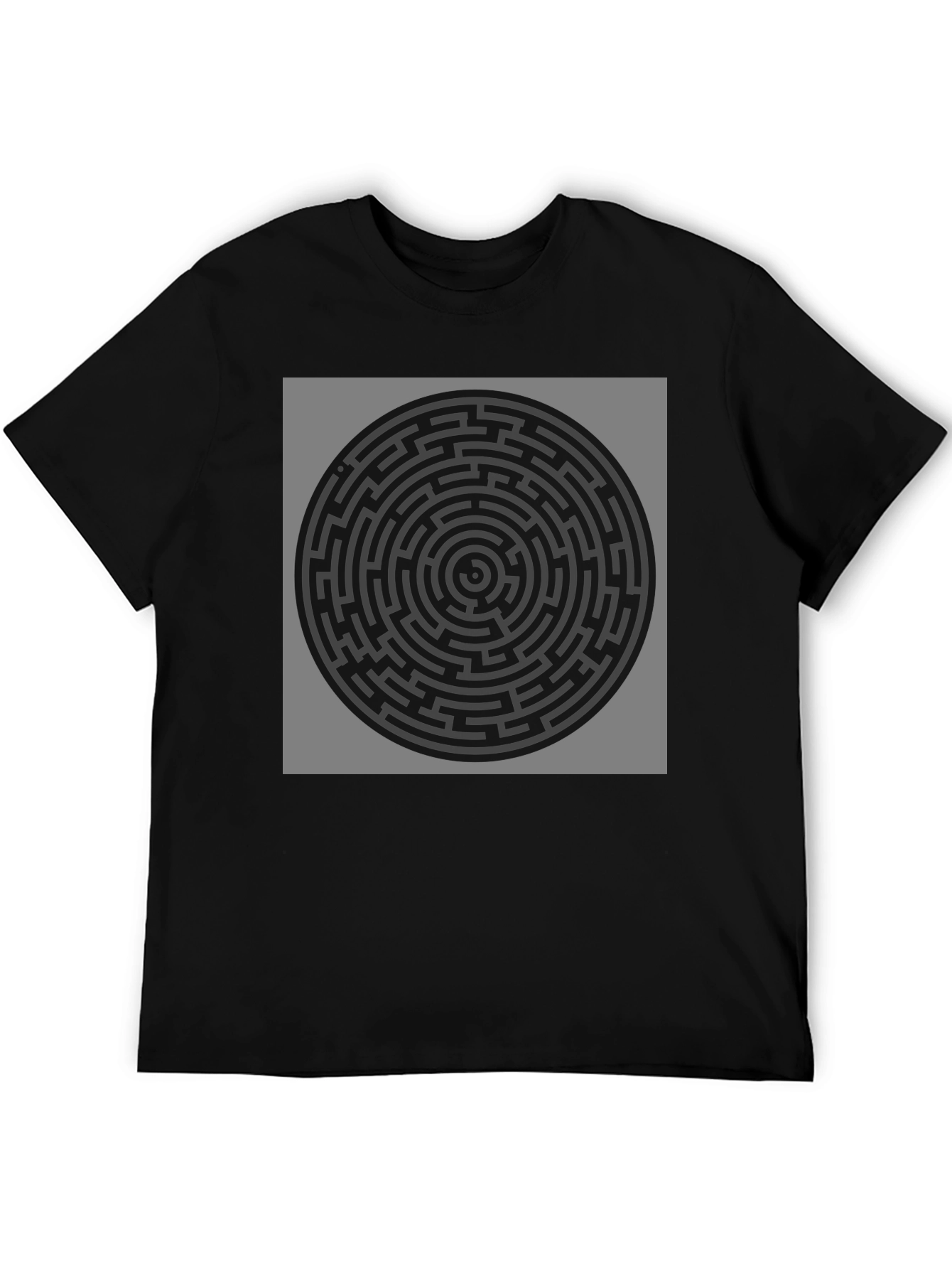 Black Circular Maze Graphic T-Shirt - Black view 5