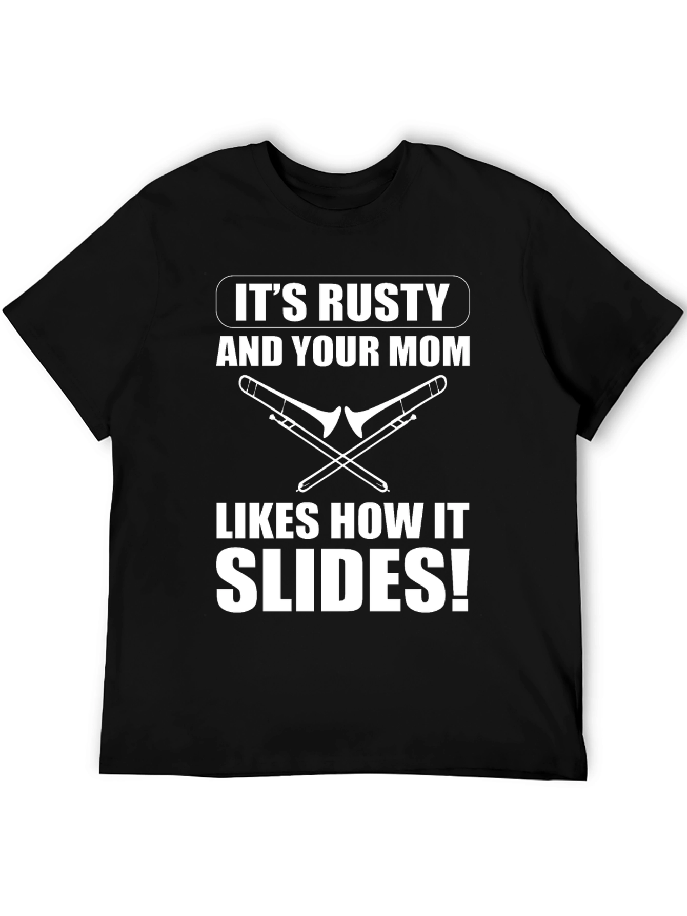 Black It's Rusty Funny Trombone T-Shirt view 5
