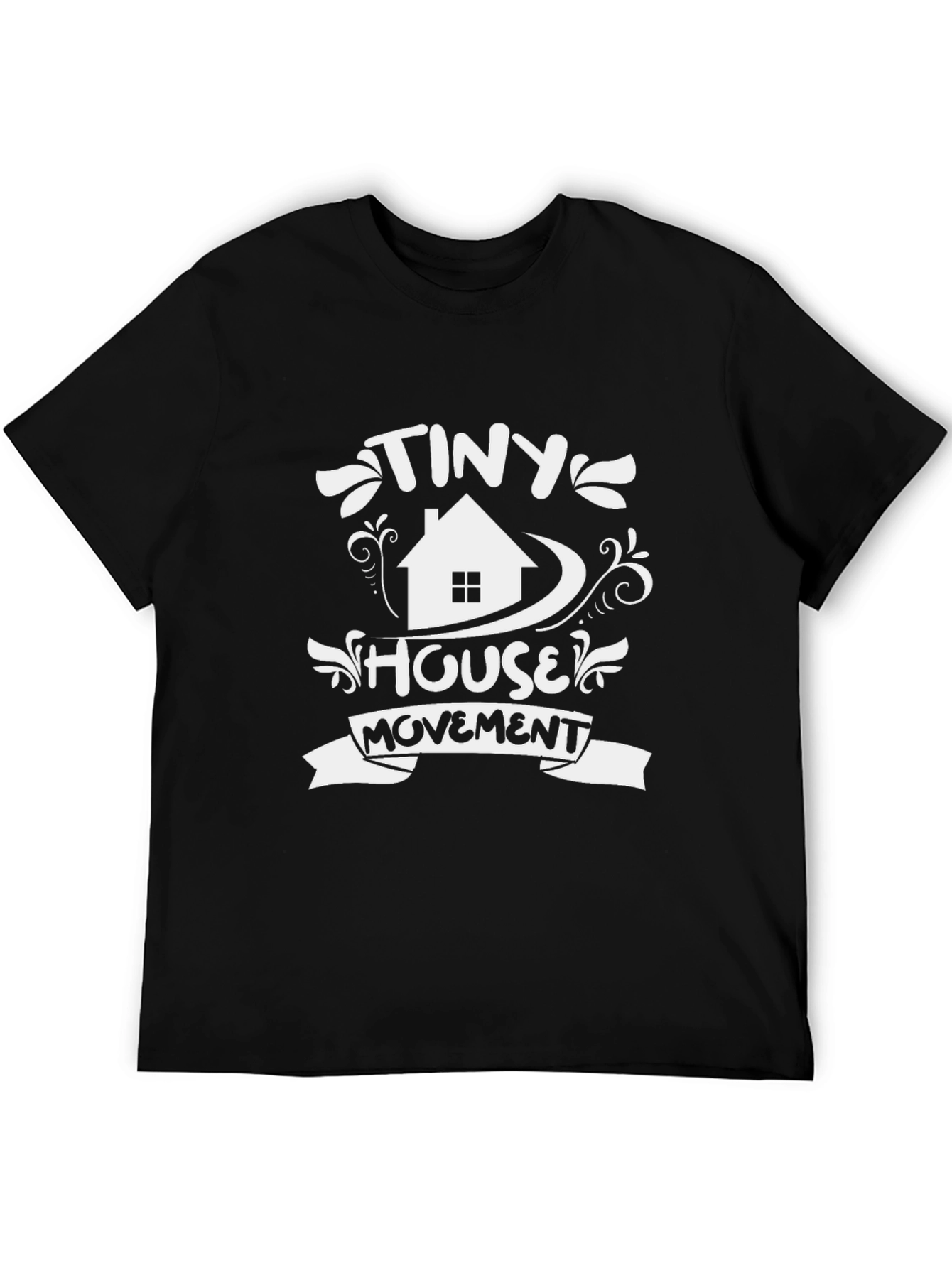 Black Tiny House Movement T-Shirt - Black Cotton Tee view 5