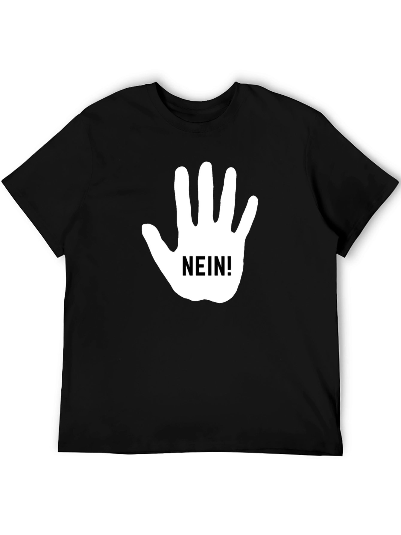 Black Nein Hand Gesture Black T-Shirt view 5