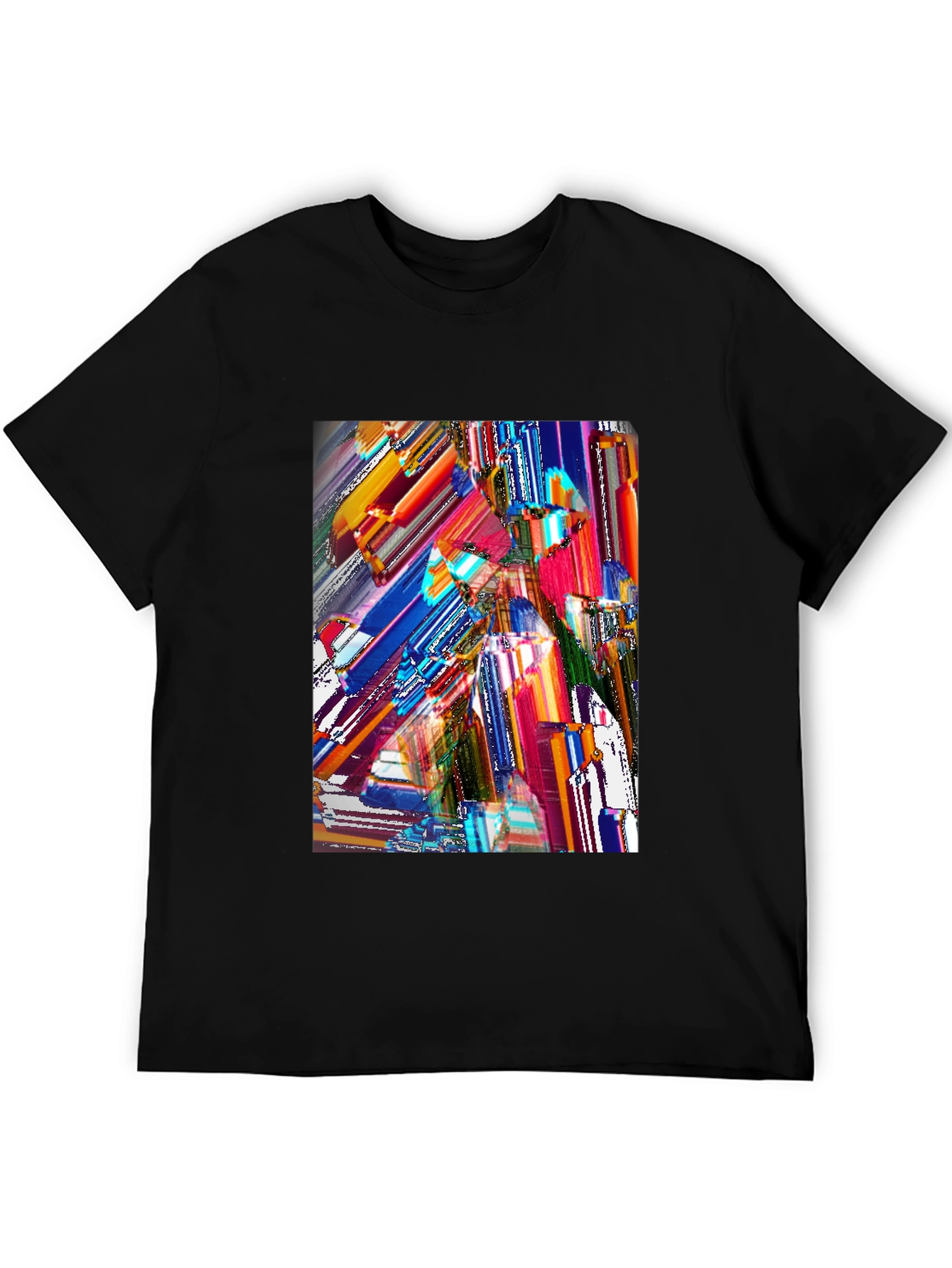 Black Abstract Art Graphic Print Black T-Shirt view 5