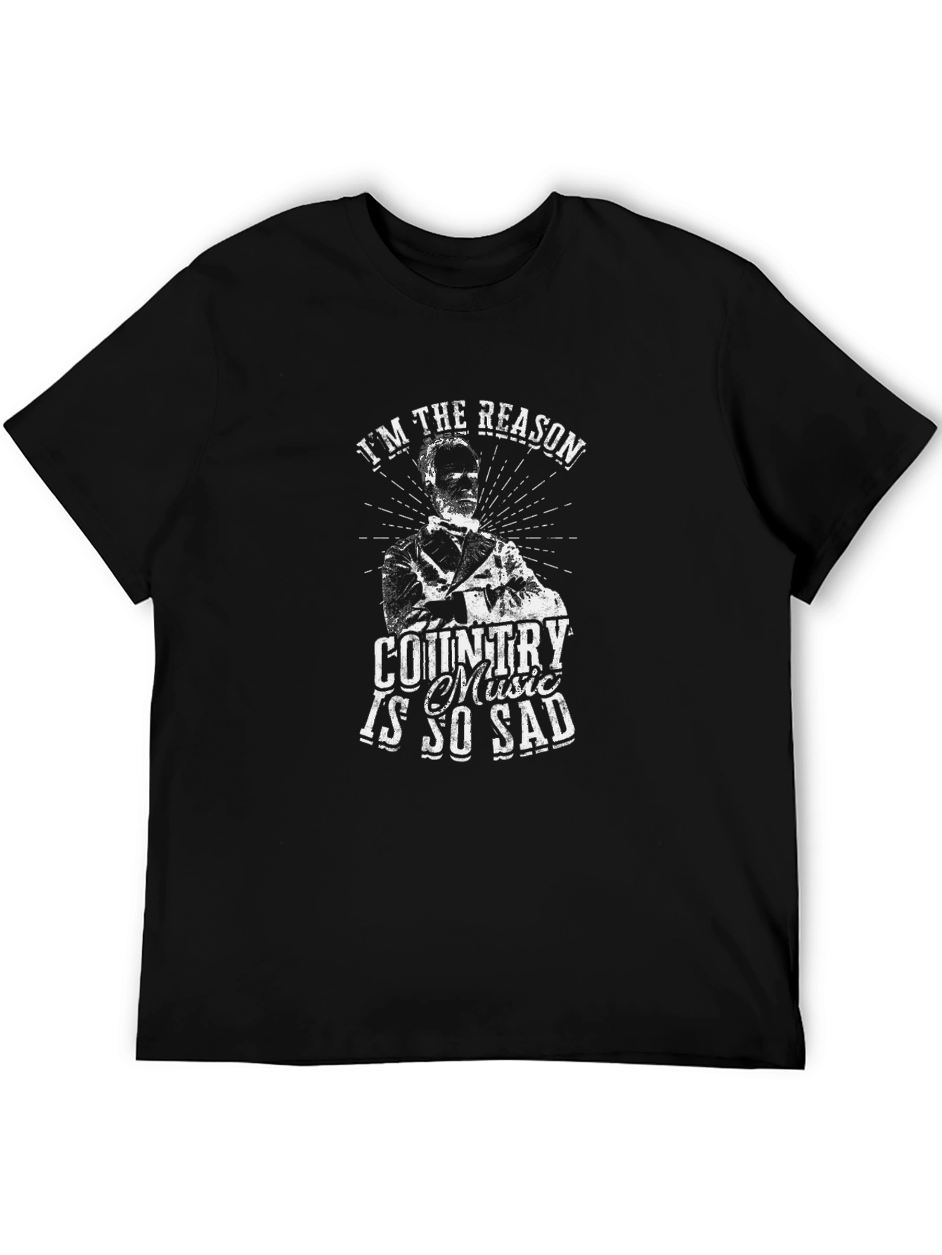 Black Country Music Sadness T-Shirt - Unisex Cotton Tee view 5