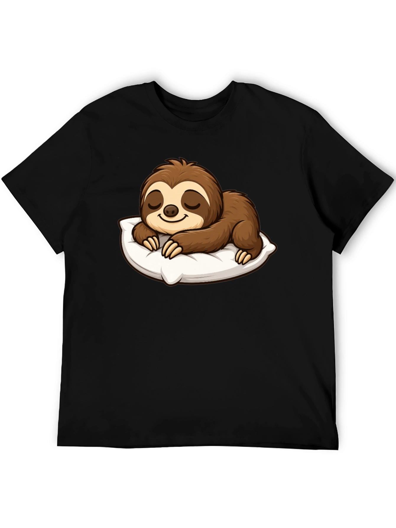 Black Cute Sleeping Sloth Graphic T-Shirt view 5