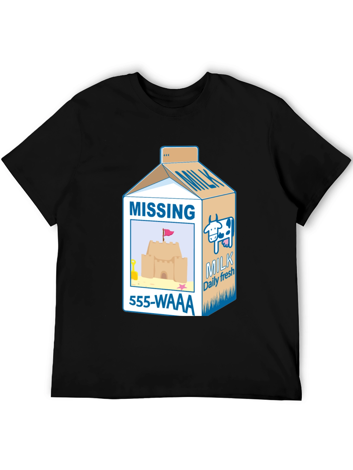 Black Funny Missing Milk Carton T-Shirt view 5