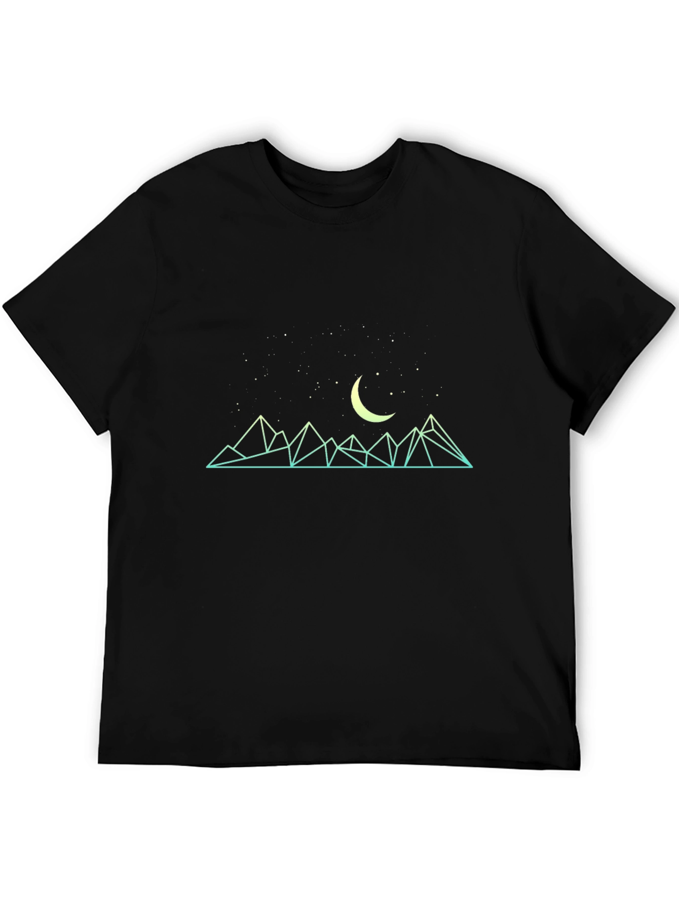 Black Geometric Mountain & Moon Graphic Tee - Black view 5