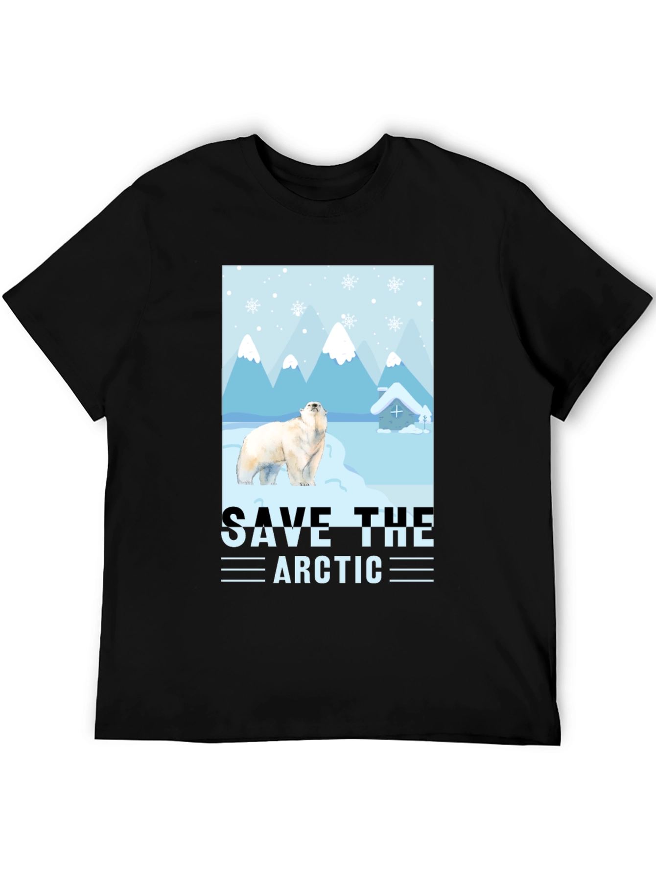 Black Save the Arctic Polar Bear Graphic T-Shirt view 5