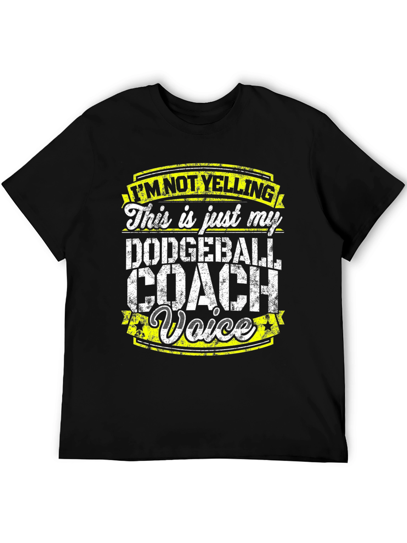 Black Dodgeball Coach Voice T-Shirt - Funny Sports Tee view 5