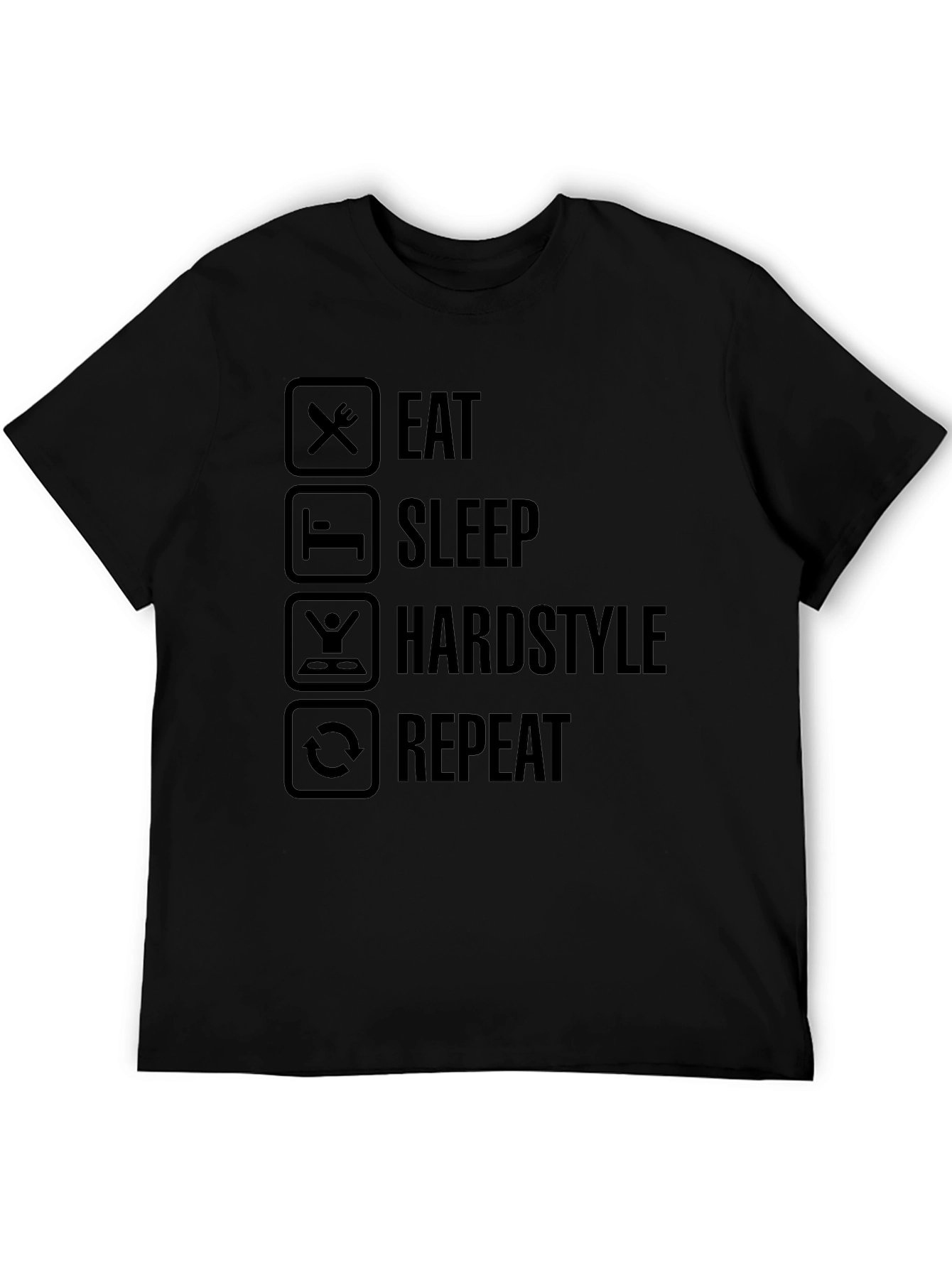 Black Eat Sleep Hardstyle Repeat Black Graphic Tee view 5