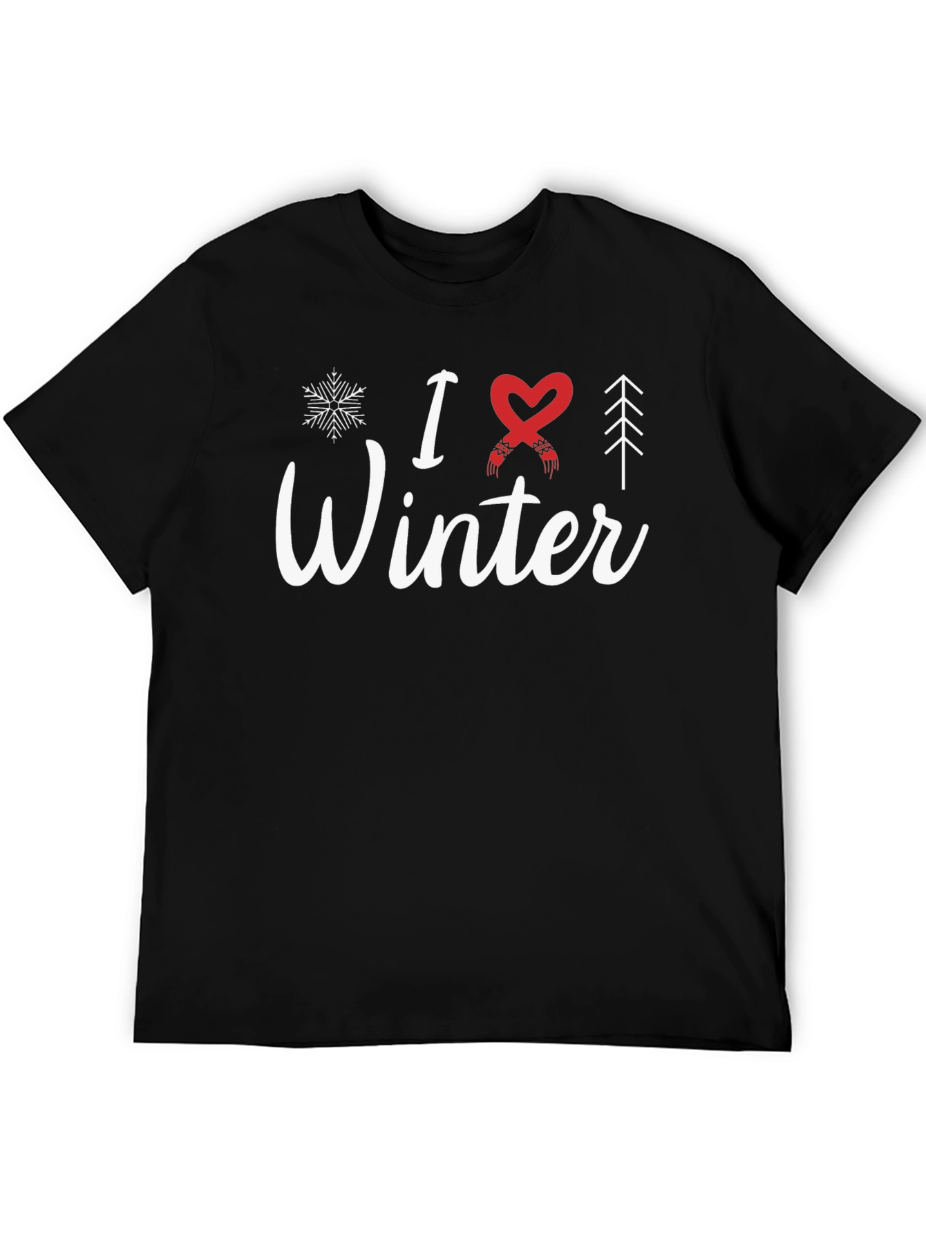 Black I Love Winter Graphic T-Shirt - Holiday Season Apparel view 5