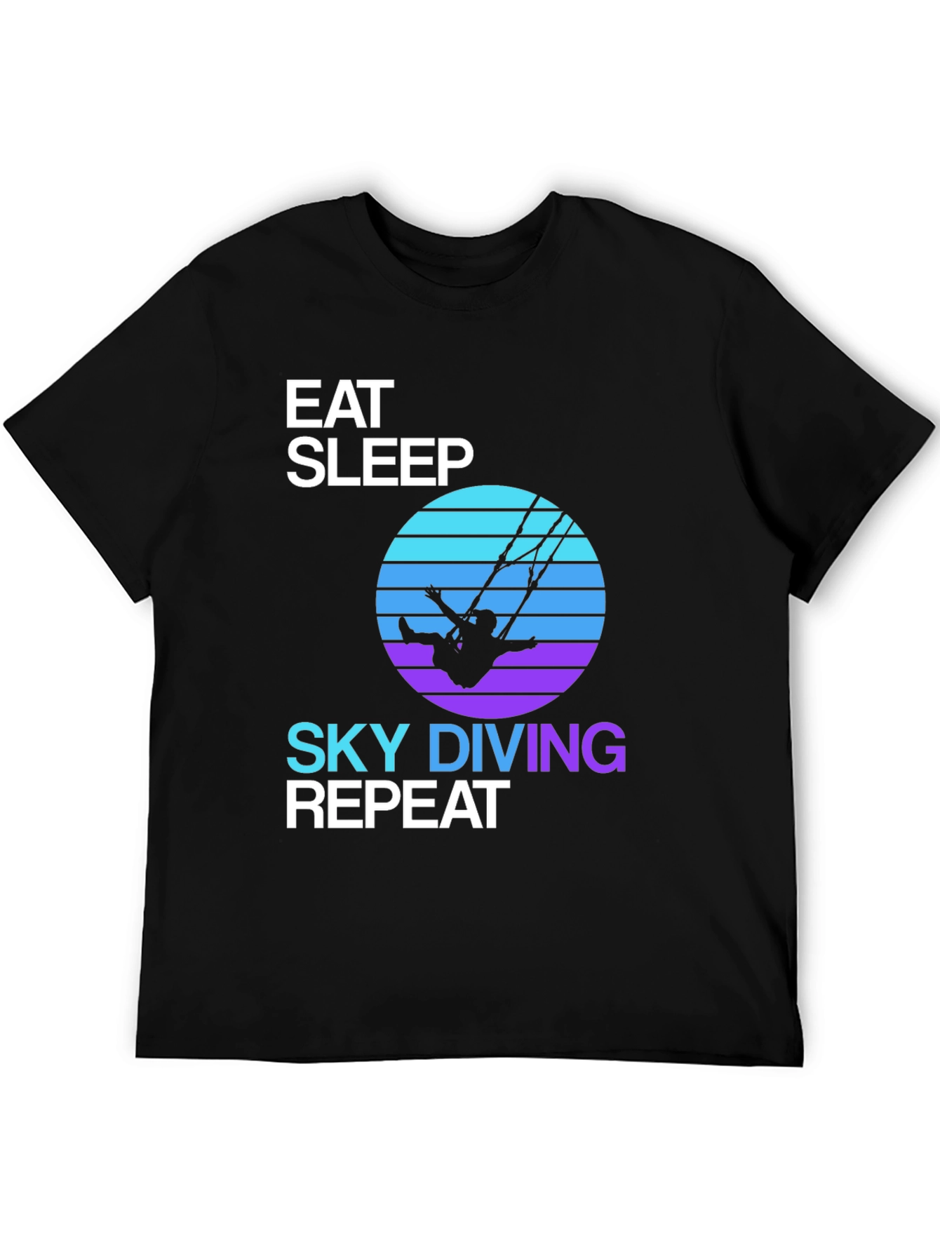 Black Eat Sleep Skydiving Repeat T-Shirt view 5