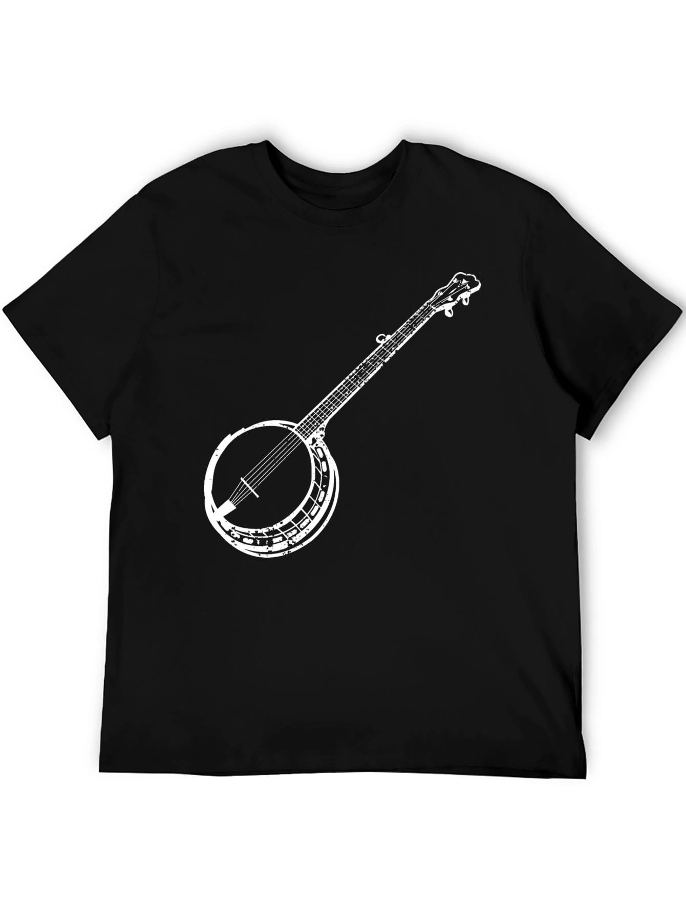 Black Banjo Graphic Tee - Black Cotton Music Lover Shirt view 5