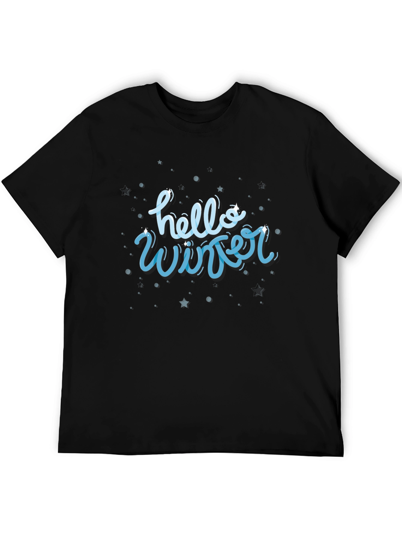 Black Hello Winter Graphic Tee - Stylish Unisex Shirt view 5
