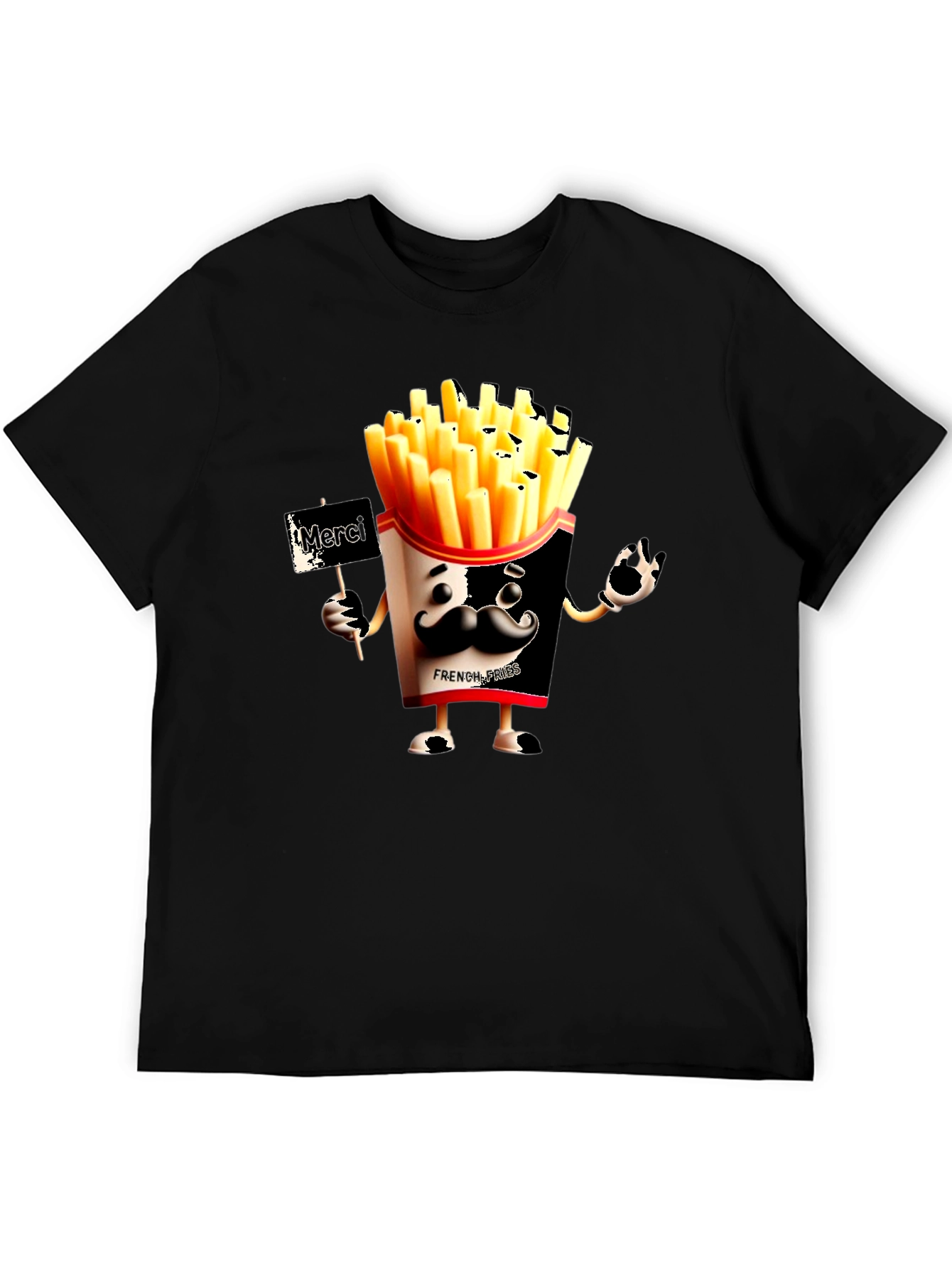 Black Novelty French Fries Graphic Black T-Shirt view 5