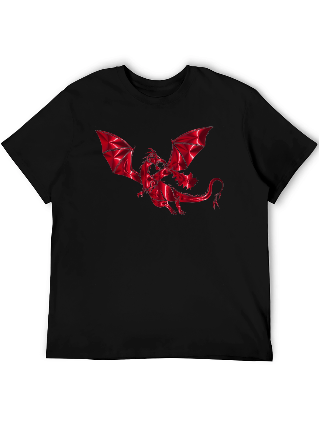 Black Red Dragon Graphic Tee - Men's Black T-Shirt view 5