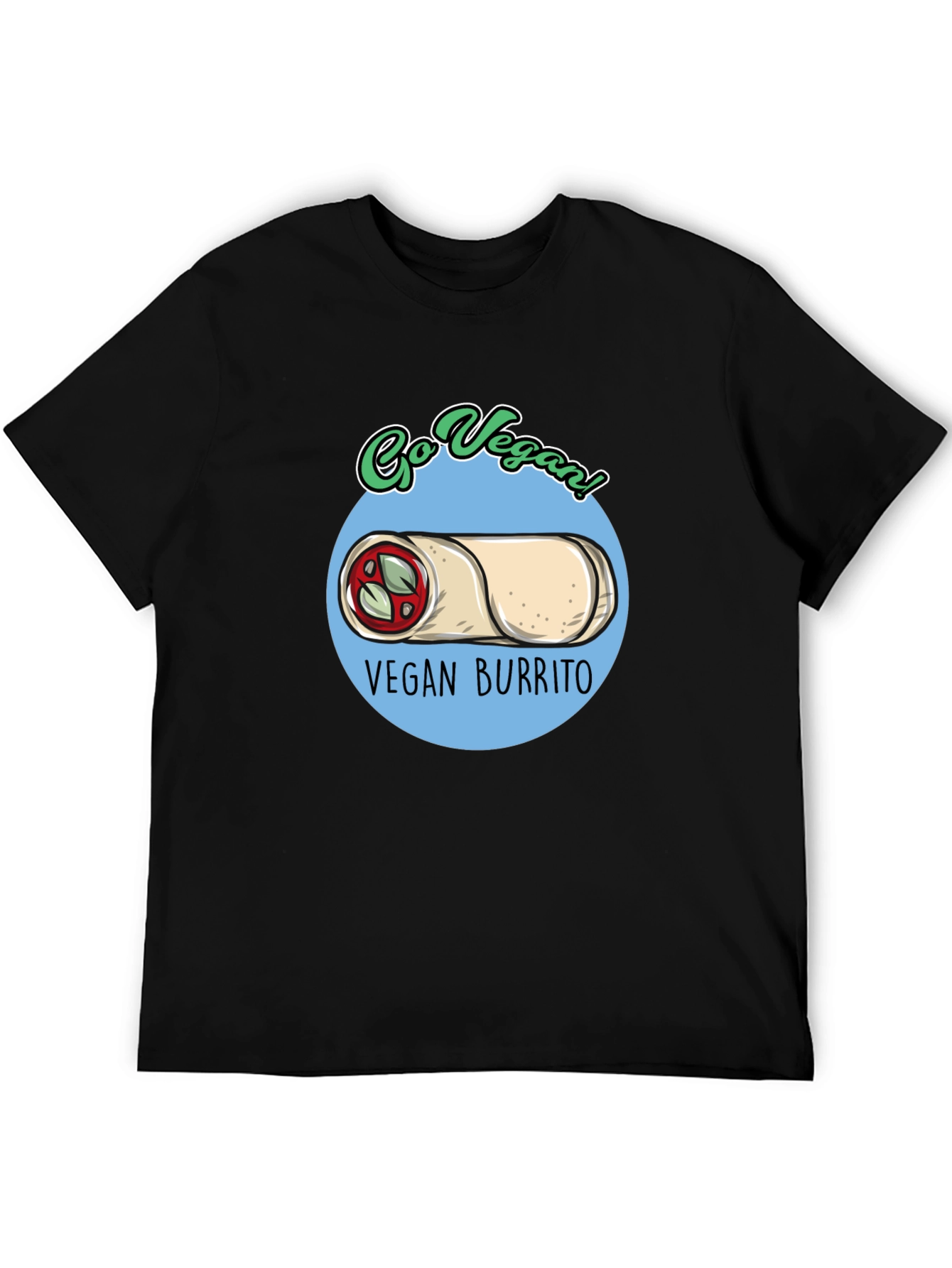 Black Go Vegan! Vegan Burrito T-Shirt view 5