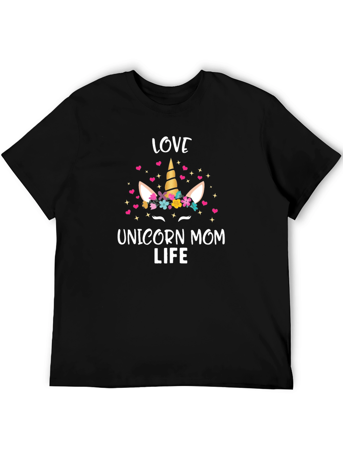 Black Love Unicorn Mom Life Black Graphic Tee view 5