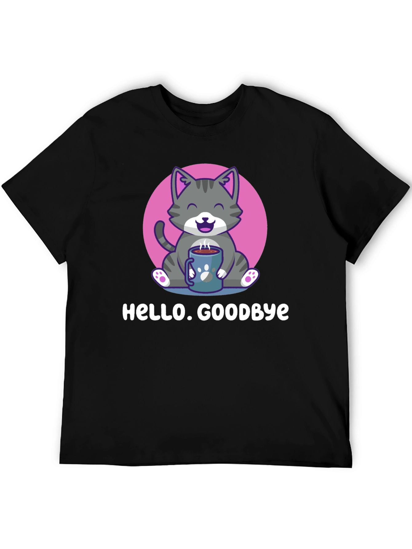 Black Cat and Coffee T-Shirt - Hello. Goodbye. view 5