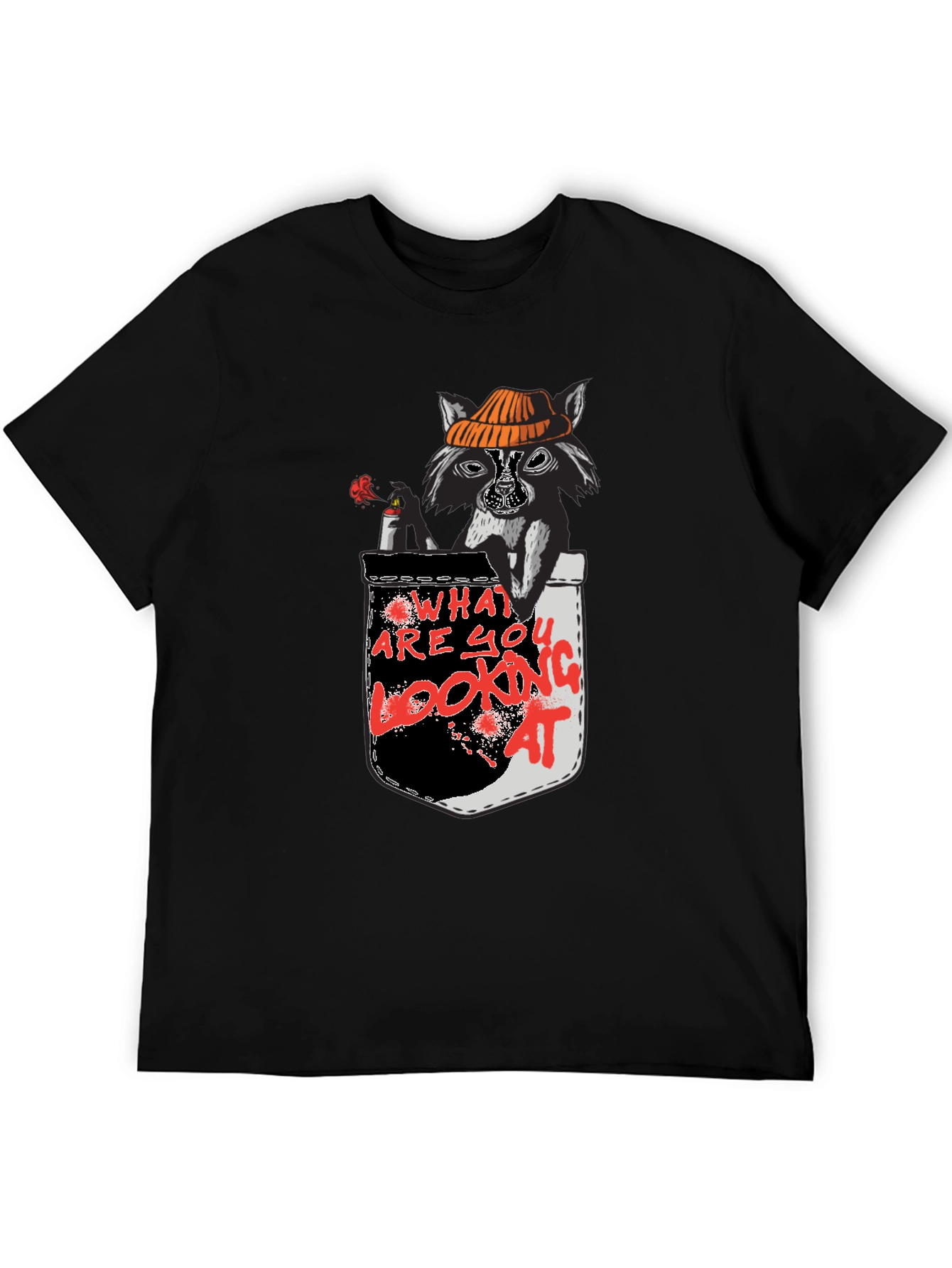 Black Raccoon Pocket T-Shirt - What Are You Looking At? view 5