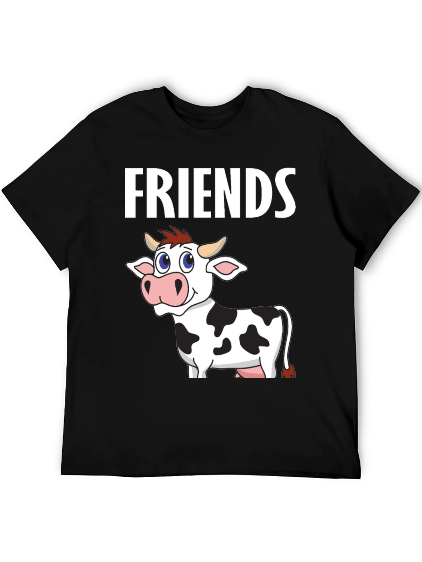 Black Cow Friends Graphic Tee -  Black Crew Neck T-Shirt view 5