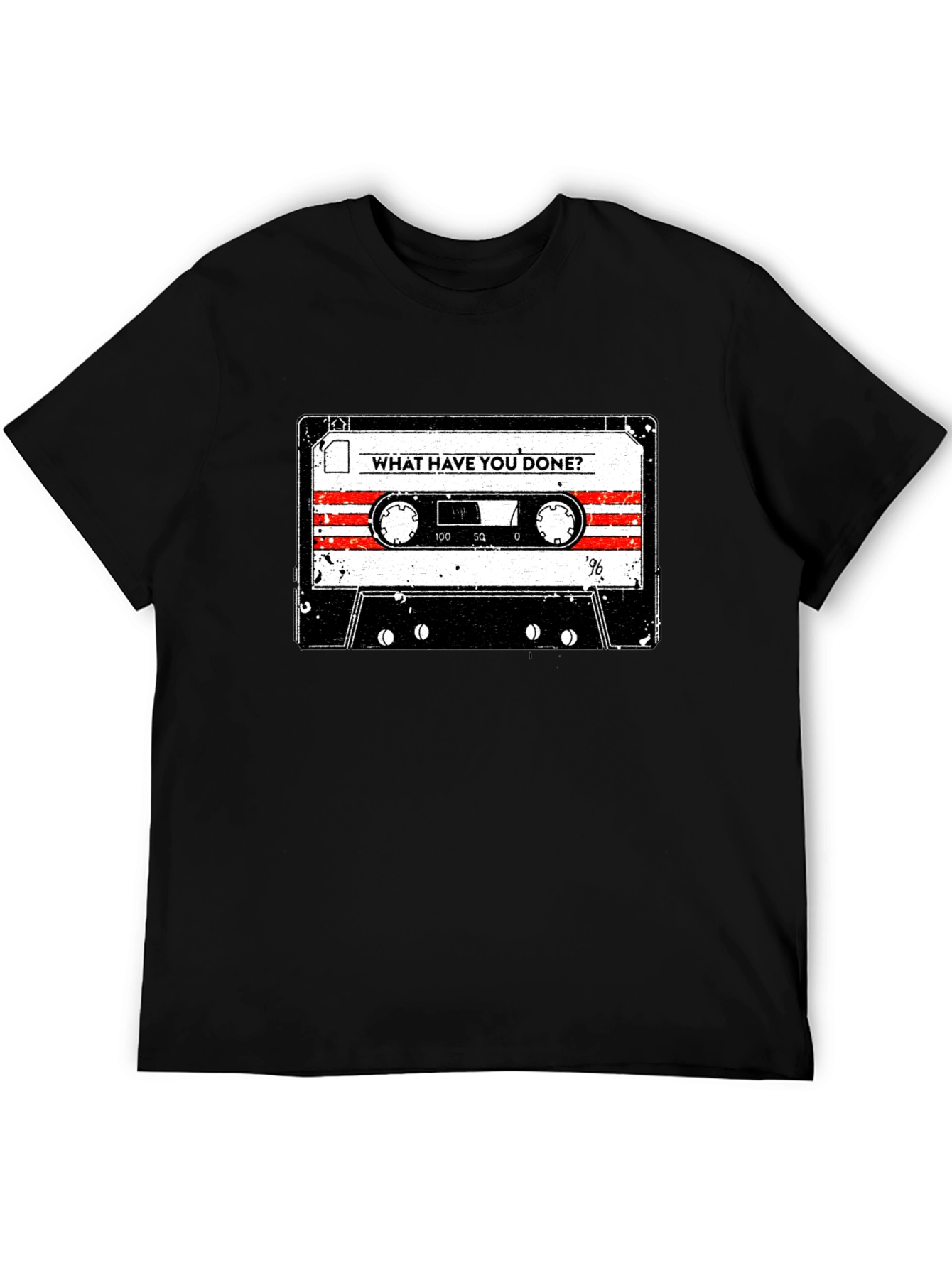 Black Vintage Cassette Tape Graphic Tee - "What Have You Done?" view 5