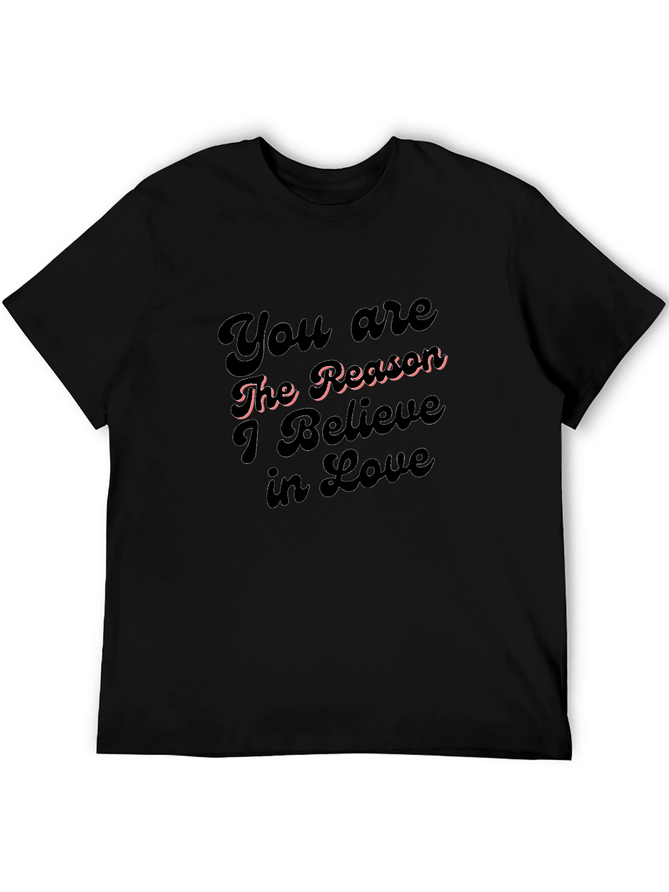Black Romantic 'Believe in Love' Black Graphic Tee view 5