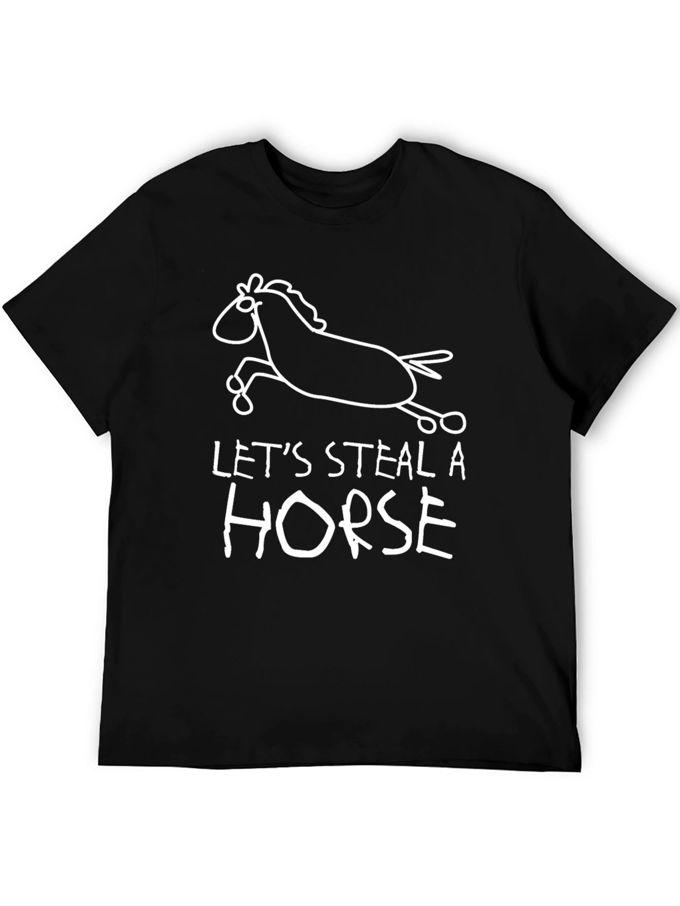 Black Let's Steal a Horse Graphic Tee - Funny Humor T-Shirt view 5