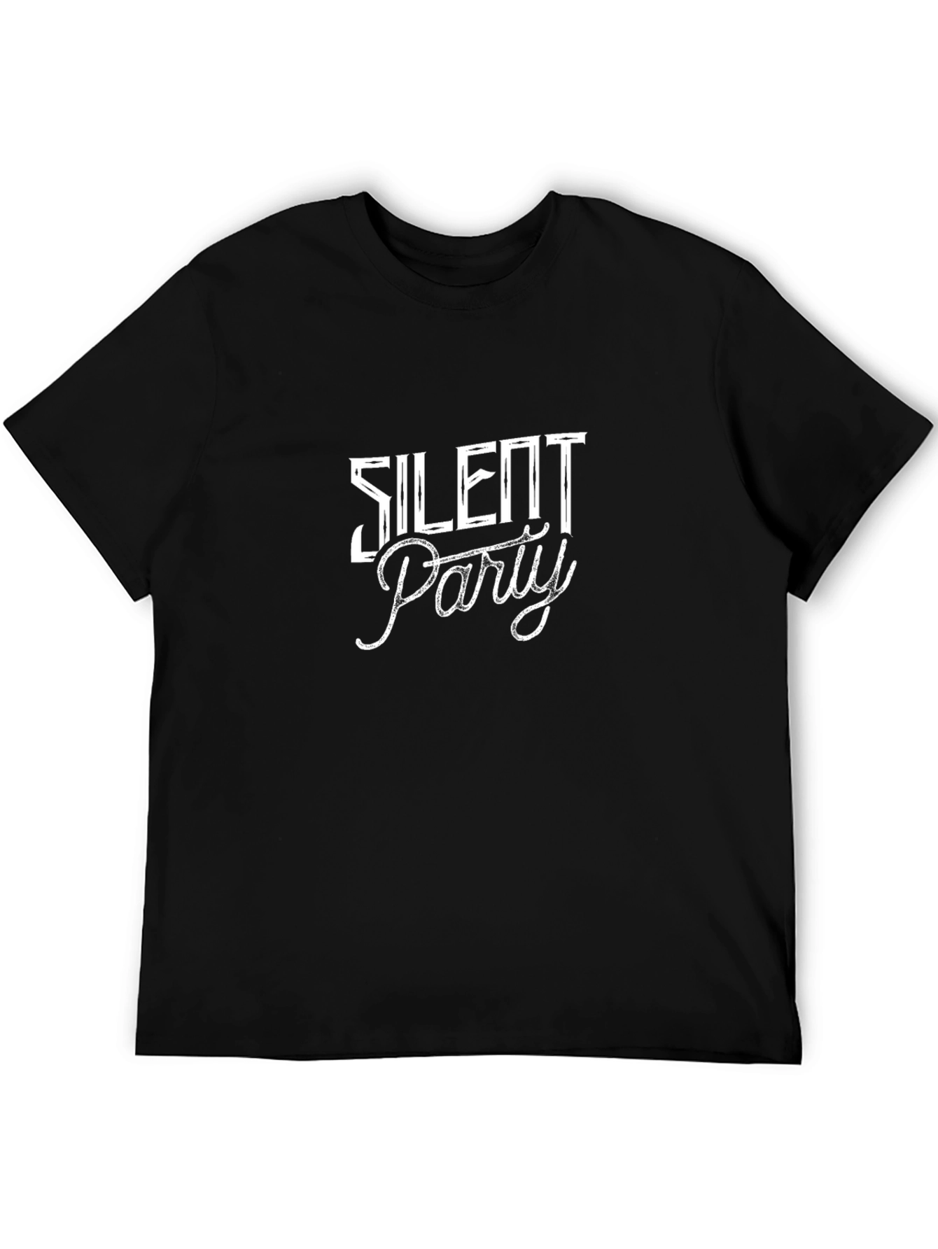 Black Silent Party Graphic Tee - Black Cotton Blend view 5