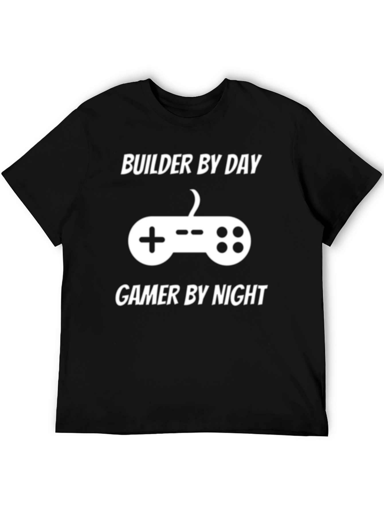 Black Builder By Day Gamer By Night T-Shirt view 5